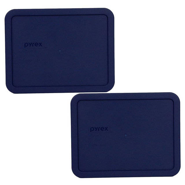 Pyrex Blue 6-cup RECTANGULAR Plastic Cover 7211-PC, 2 pack - Original Genuine Pyrex - Made in the USA