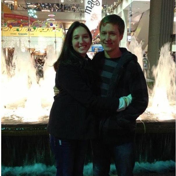 Ice skating at Crown Center in Kansas City during Casey's winter break in 2012