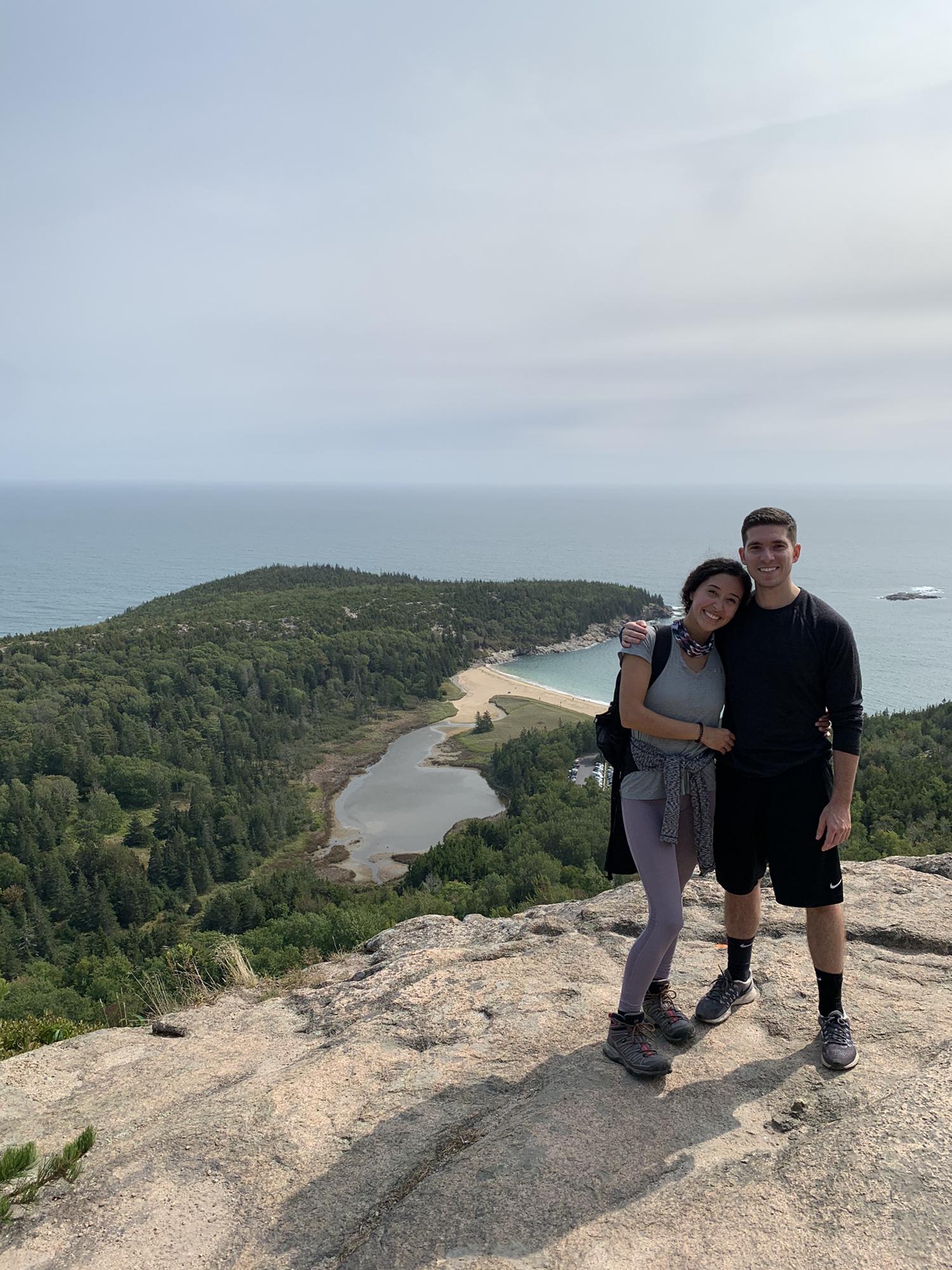 At the top of the Beehive trail in Acadia National Park, Maine.
