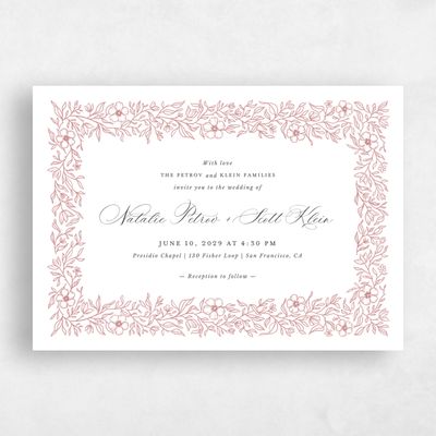 Deep Blush, Pink Wedding Invitation - Elaina Landscape