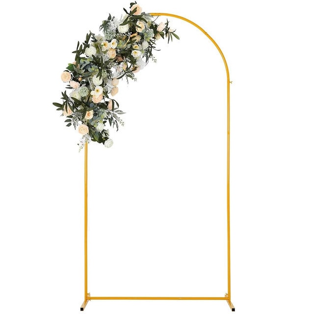 Vincidern 6.6 FT Wedding Arch Backdrop Stand for Party, Balloon Arch Stand, Wedding Arches for Ceremony, Metal Arch Backdrop Stand for Baby Showers, Birthday Party, Events Decoration Door Frame Gold