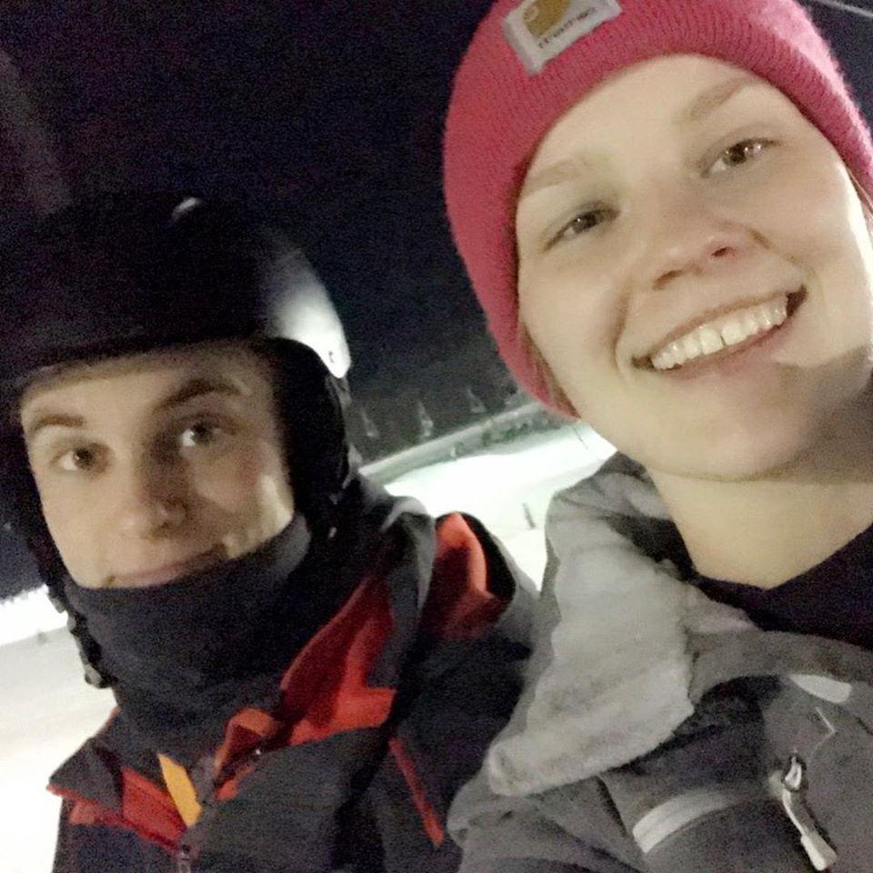 First time skiing together! Ross made Emma fall in love with it!
