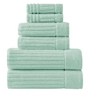 Makroteks - Luxury Bath Towel Collection Set - Ultra Absorbent and Plush Complete Towel Set With Unique Ribbed Design - Made with 100% Cotton (Sea Foam)