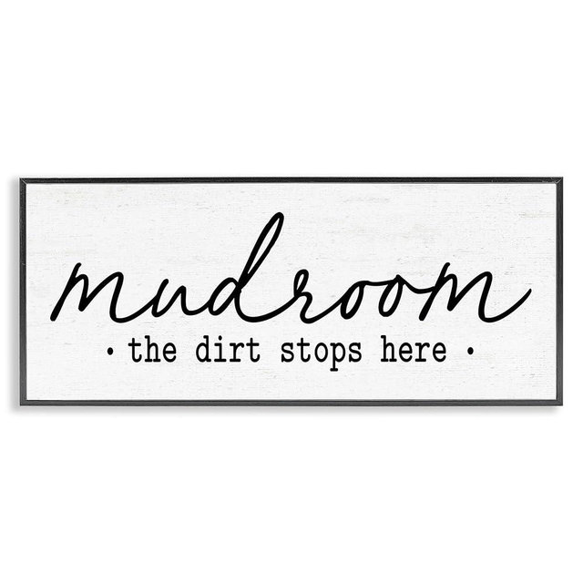 Stupell Industries Dirt Stops Here Mudroom Sign Rustic Grain Pattern, Design by Lettered and Lined