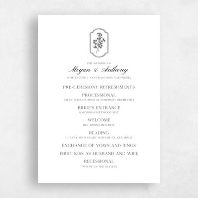 White Simple Wedding Program - Pino