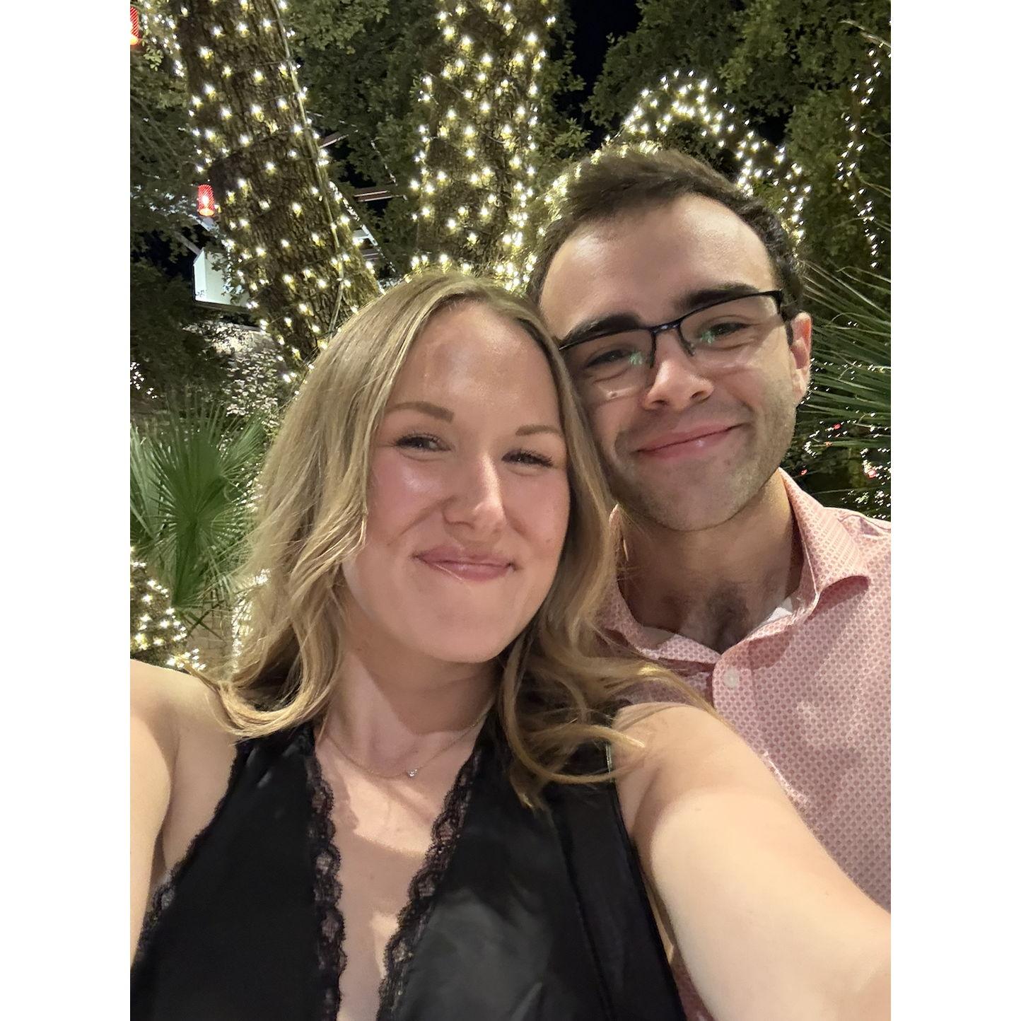 Out to dinner after we got engaged!