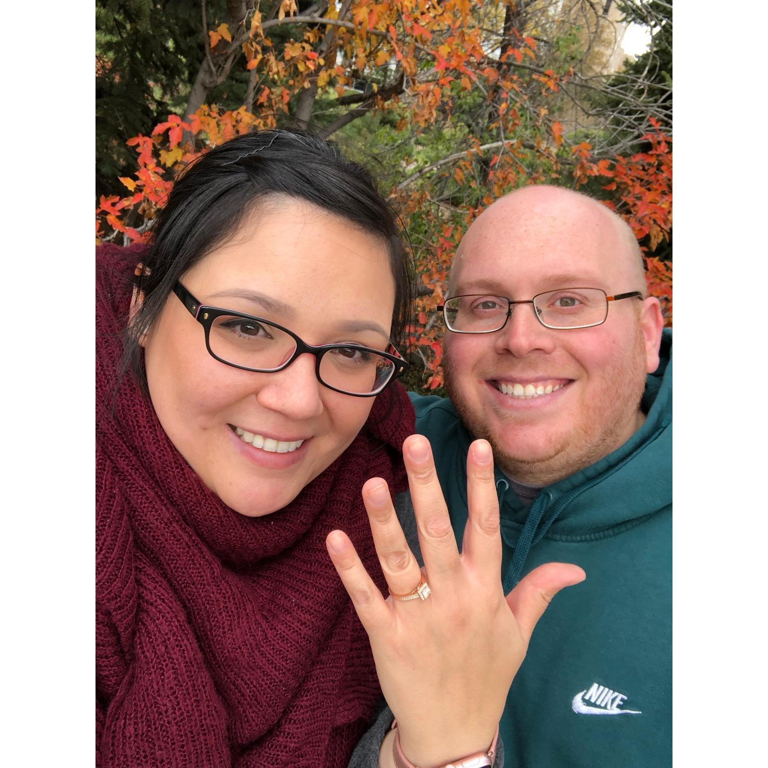 We got engaged at the Denver Botanic Gardens