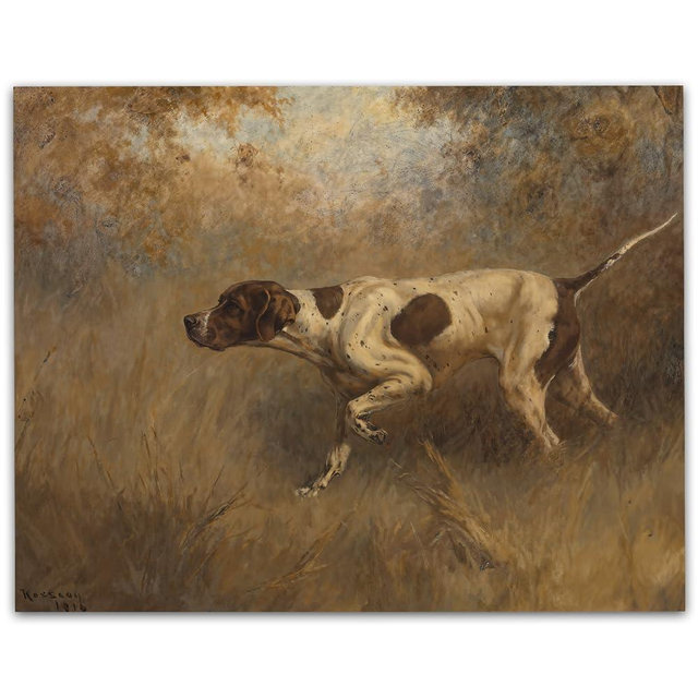 English Pointer Dog on Point 11x14 Unframed Print – Realistic Hunting Dog Wall Art, Sporting Pointer Painting for Hunters, Canine Lovers, Lodge, or Farmhouse Décor