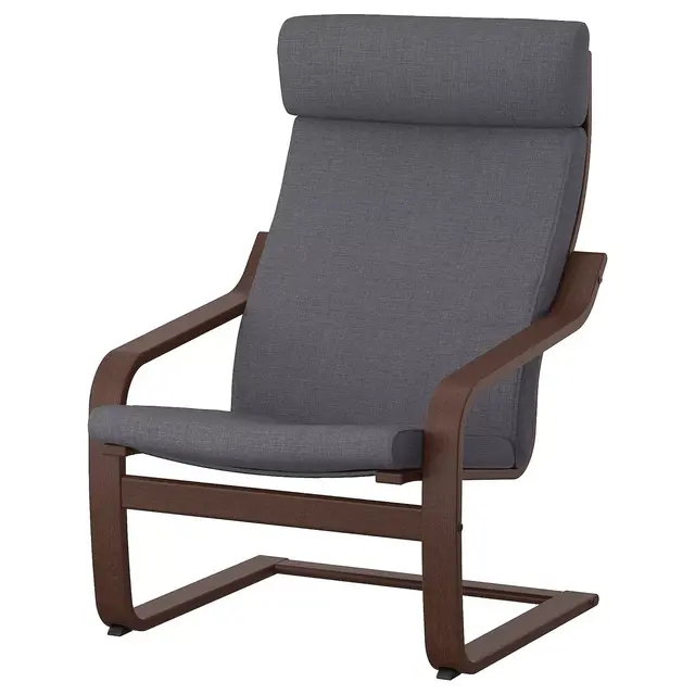 POÄNG Armchair, brown/Skiftebo dark gray