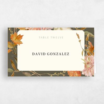 Dark Khaki, Green Wedding Place Card - Lysete