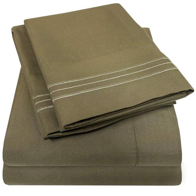 1500 Supreme Collection Queen Sheet Sets Olive Green - Luxury Hotel Bed Sheets and Pillowcase Set for Queen Mattress - Extra Soft, Elastic Corner Straps, Deep Pocket Sheets, Queen Olive Green