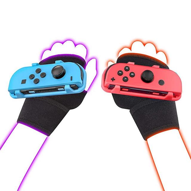 LeyuSmart Wrist Straps for Just Dance 2021 2020 2019 Switch, Hand Free Elastic Wristband for Nintnedo Switch Dancing Accessories, JoyCon Grip Pair (Blue+Red)
