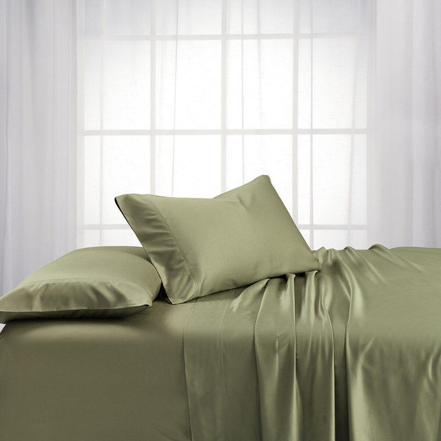 Egyptian Linens Luxury & Heavyweight Bamboo 600 Highest Thread Count - Sheet Set Sage Queen