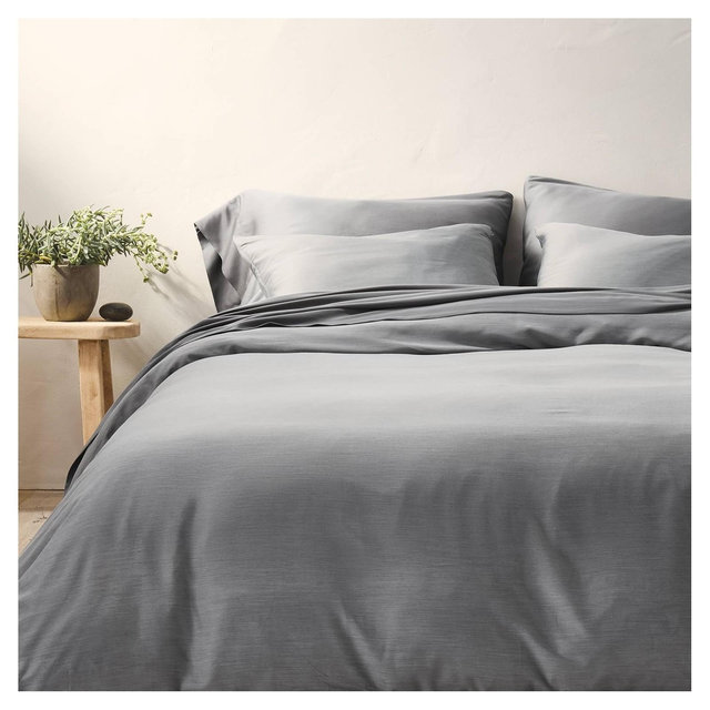Full/Queen Rayon from Bamboo Duvet Set Dark Gray - Casaluna™
