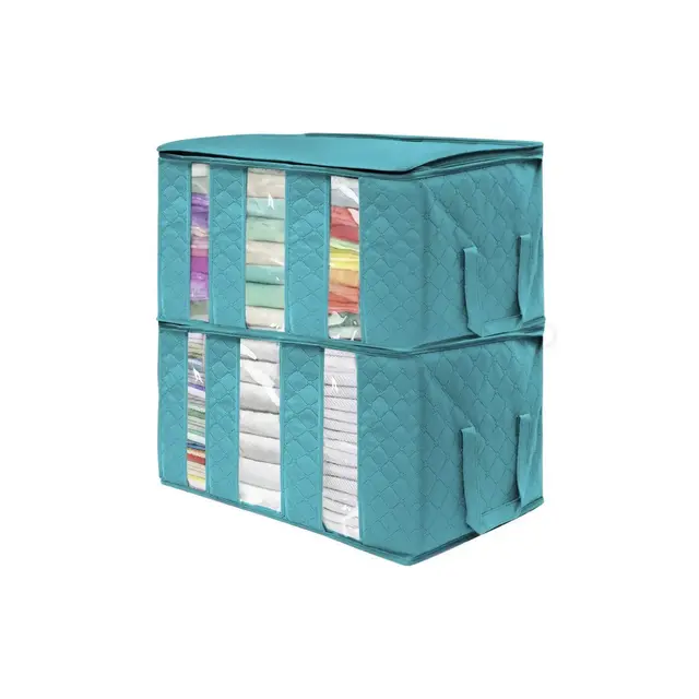 Sorbus Foldable Storage Bag Organizers, 3 Sections, Great for Clothes, Blankets, Closets, Bedrooms, and More, 2-Pack