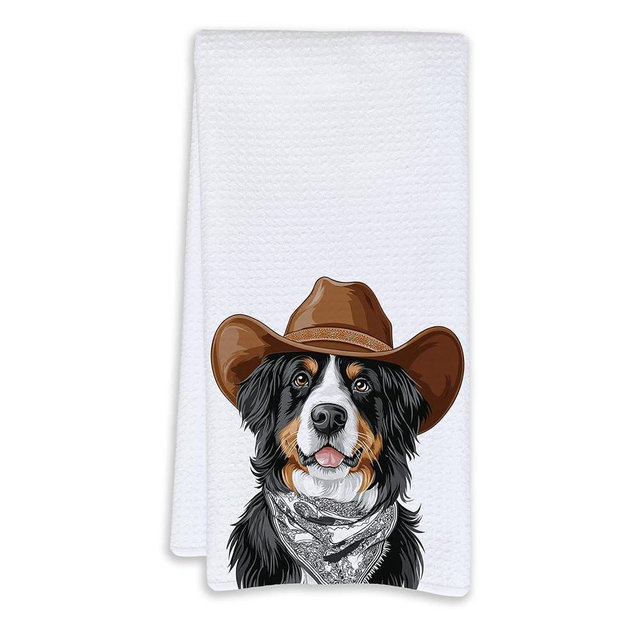 Cabana Bro Bernese Mountain Dog Gifts Kitchen Towels, Bernese Mountain Dog Gifts for Women Decorative Hand Towels for Bathroom, Funny Western Cowboy Berner Dish Tea Towels for Kitchen, 16x24 Inch