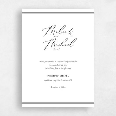 White Wedding Invitation - Evora Classic