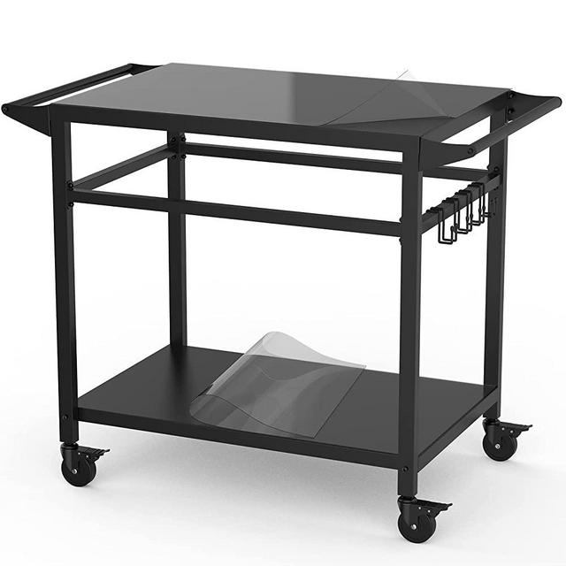 20"x 32" Double-Shelf Movable Grill Table, Two Tablecloths Included, Outdoor BBQ Table, Multifunctional Outdoor Kitchen Cart