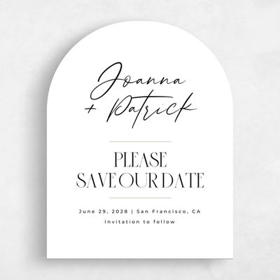 White Arch Wedding Save the Date - Hannegan Portrait