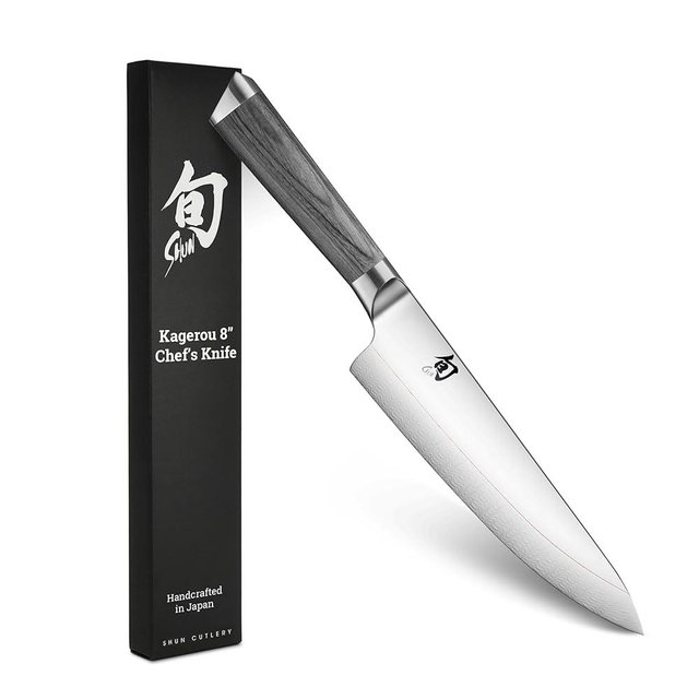 Shun Cutlery Kagerou Chef's Knife 8 Inch, Thin, Sharp, Light Kitchen Knife, Ideal for All-Around Food Preparation, Authentic, Handcrafted Japanese Knife, Professional Chef Knife
