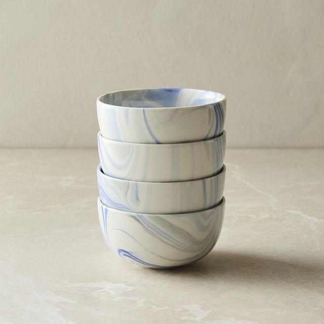 Marble Swirl Dip Bowl, Blue, Set of 4