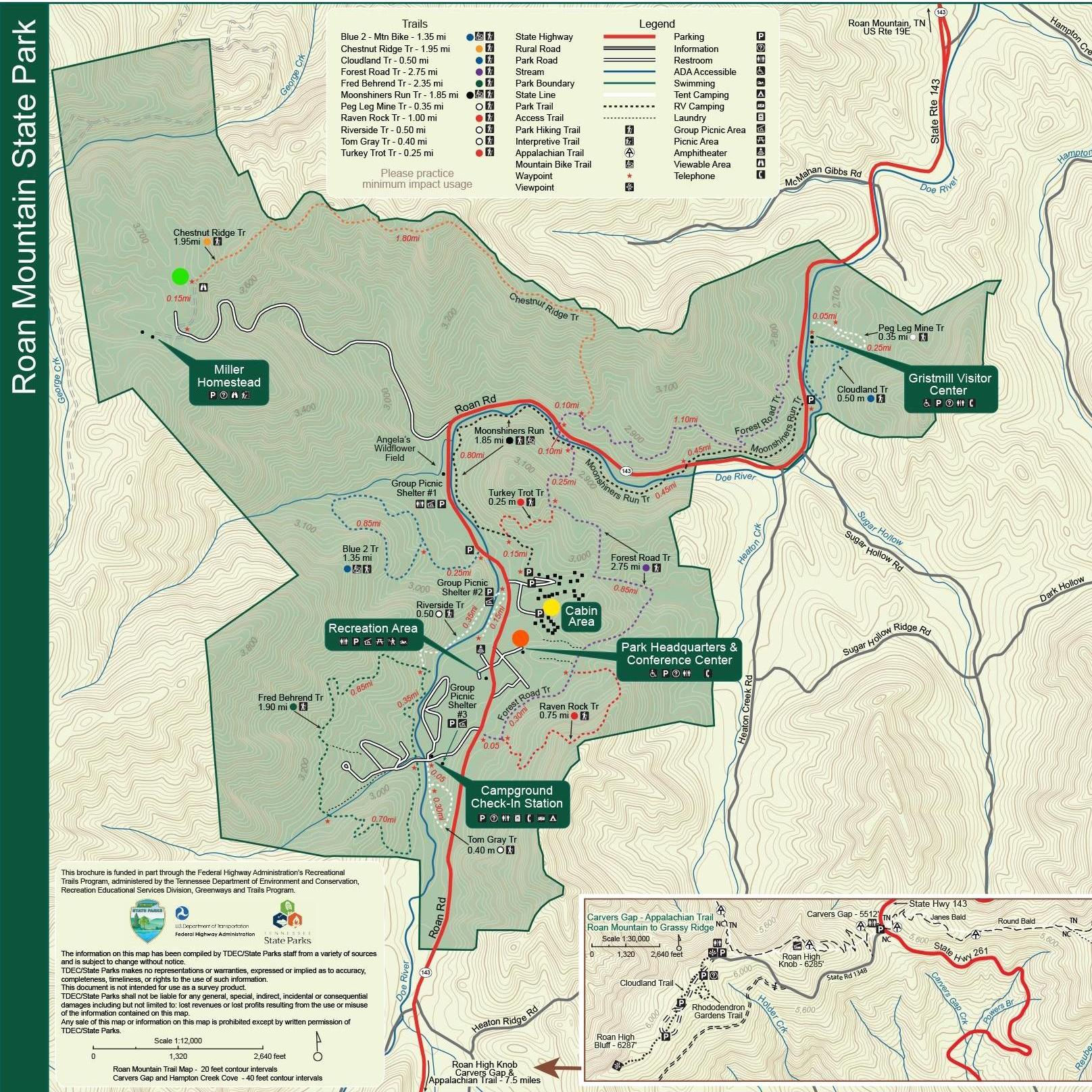 Roan Mtn State Park Map 1
Green = Ceremony site
Yellow = Cabins
Orange = Reception venue
