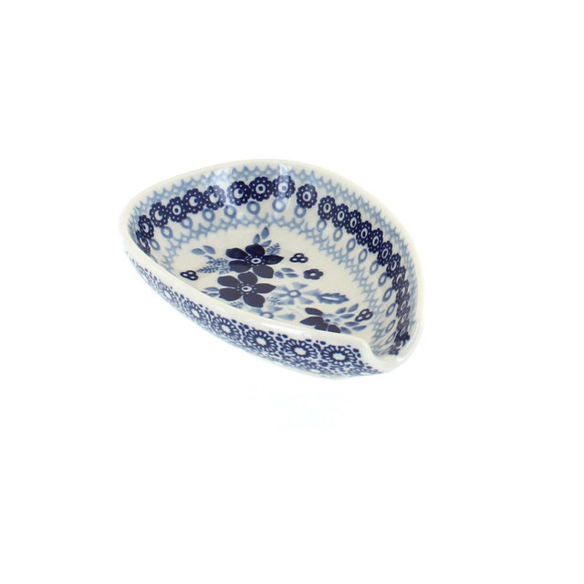 Blue Rose Polish Pottery Vintage Blue Daisy Small Spoon Rest