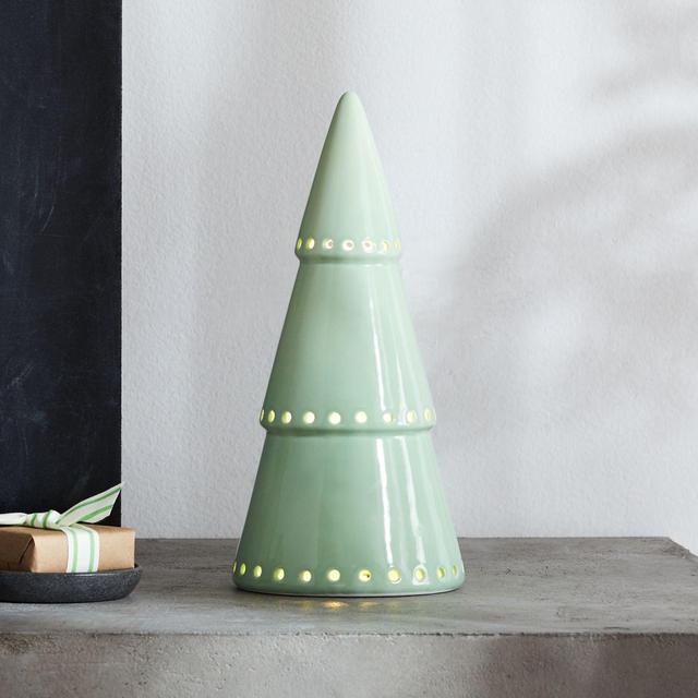 LED 12" Mint Ceramic Tree
