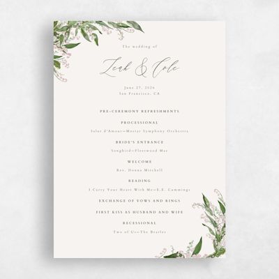 Light Oatmeal, Beige Wedding Program - Zucchero