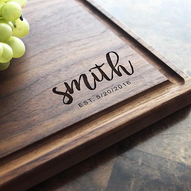 Custom Engraved Cutting Board - Corner Design for Anniversary or Housewarming Gift. 920