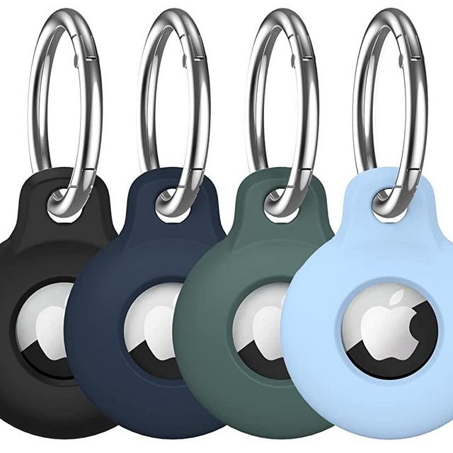 4 Pack Airtag Holder Compatible with AirTag, VAGAWEI Airtag Tracker with Keychain, Multi-Color Protective Silicone Airtag Case Key Ring for Wallet, Dog Collar, Luggage, Keys and More