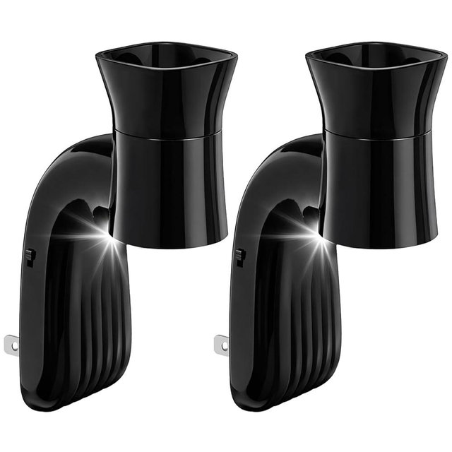 Zoblise 2 Pack Wall Fragrance Plug in with Night Light Compatible with Bath & Body Works Wallflowers, Plug in Aromatherapy Diffuser for Bedroom, Home Fragrance, Relaxing Atmosphere - Black