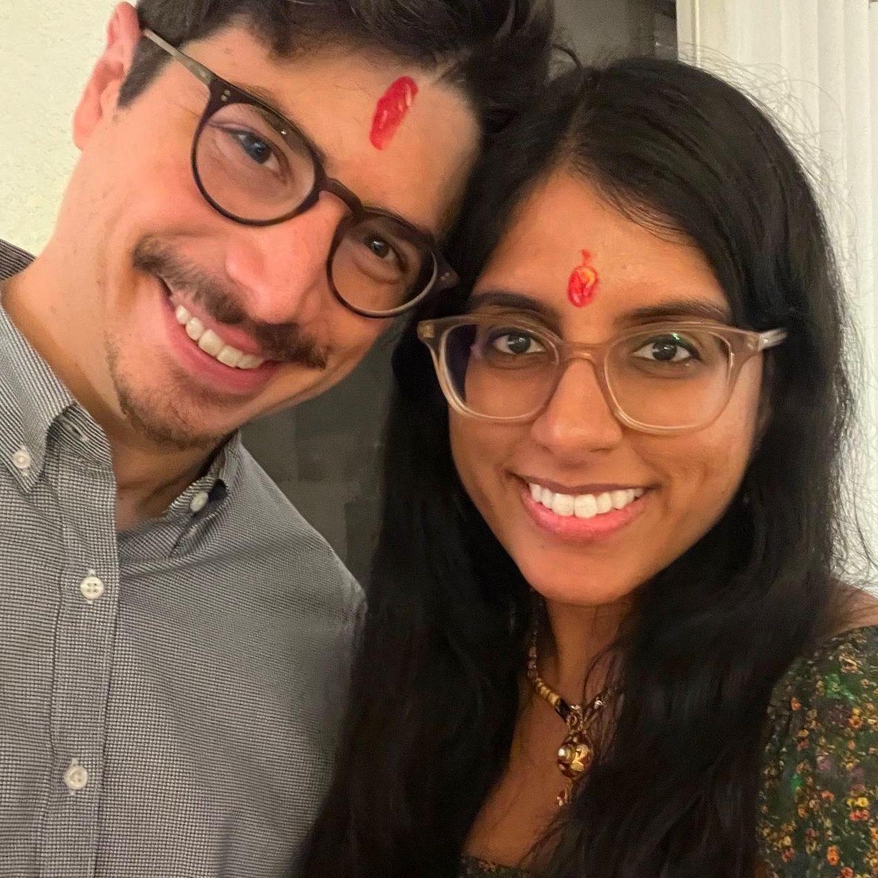 Diwali 2023 - no more COVID hair, but Michael does have a mustache!