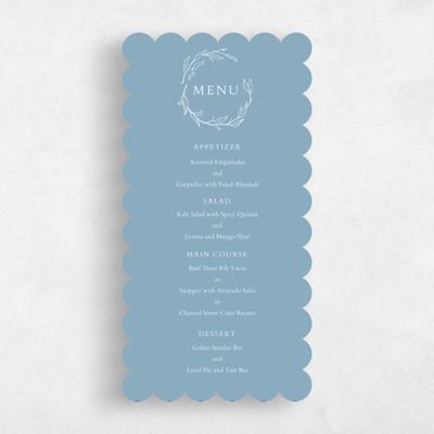 Blue Scalloped Wedding Menu - Everhart