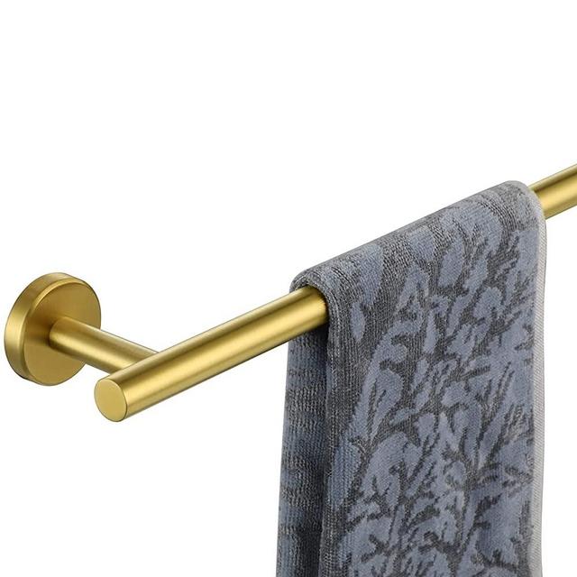 JQK Bath Towel Bar, 24 Inch Brushed Light Gold Towel Rack Bathroom, 304 Stainless Steel Thicken 0.8mm Towel Holder Wall Mount, Total Length 27 Inch, TB110L24-BG