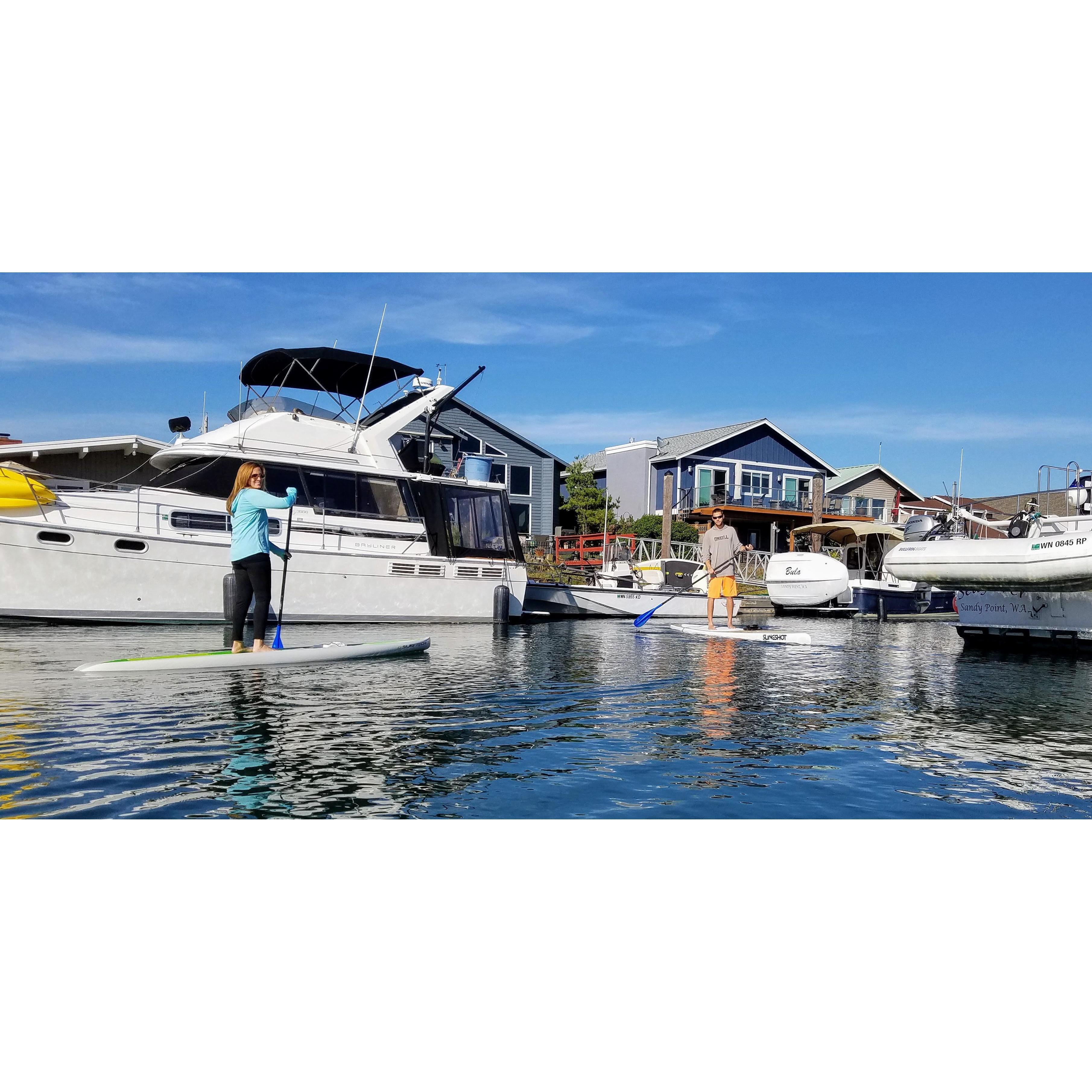 Paddle boarding in the Sandy Point Canal.