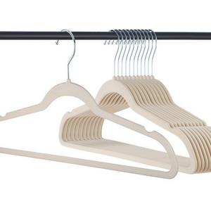 Home-it 319 Premium Velvet Heavy duty-50 Pack Non Slip Ivory Suit Clothes Hanger Hook Swivel 360-Ultra Thin