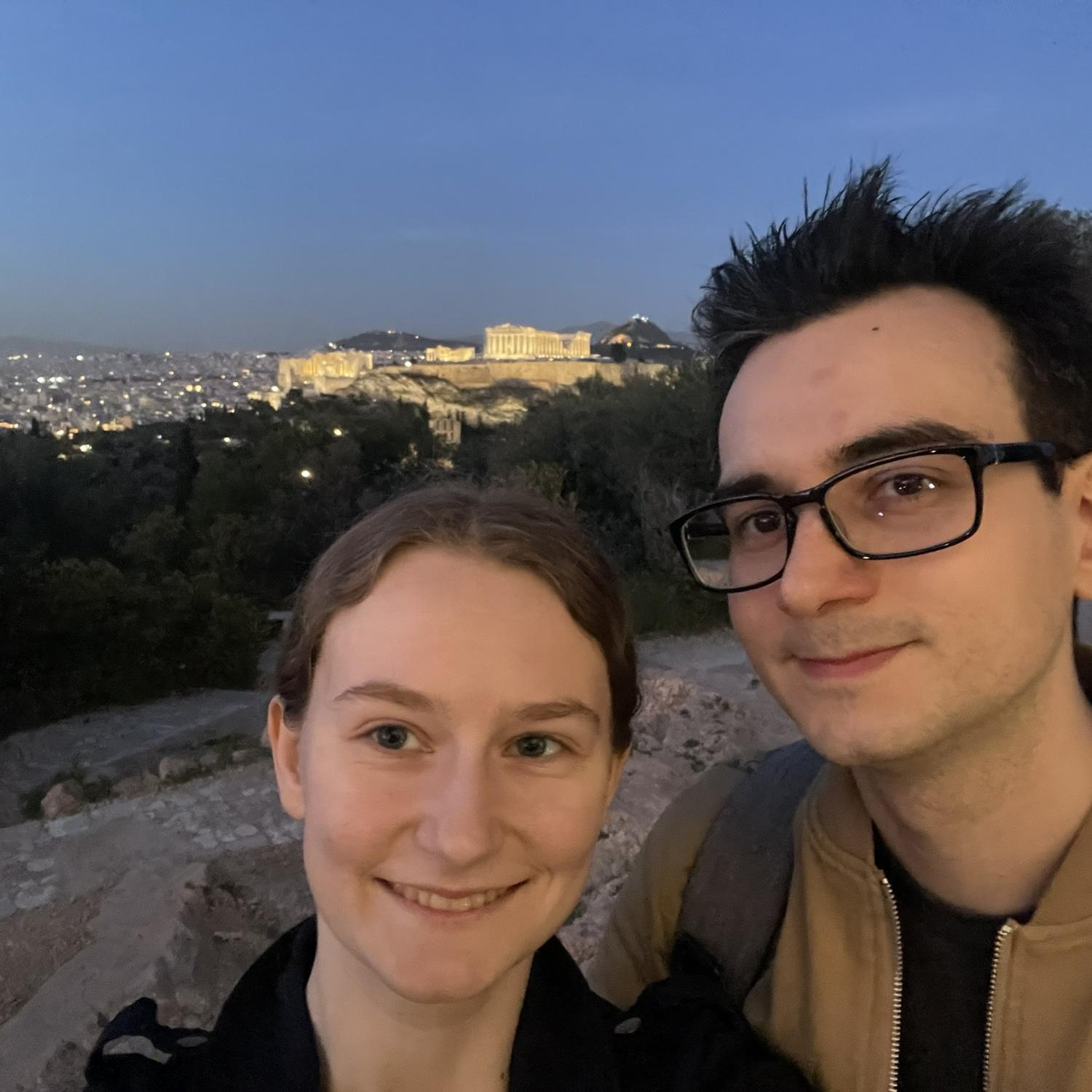 Right after he proposed at sunset in view of the Acropolis - Athens, Greece - March 2024