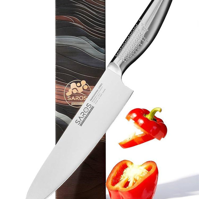 IGNITED CUTLERY 8 Inch Japanese Kitchen Knife – Professional Gyuto Chef Knife Made of 1.4116 German Steel, All-Steel Anti-Slip Handle, Razor Sharp Blade in Gift Box for Home & Restaurant