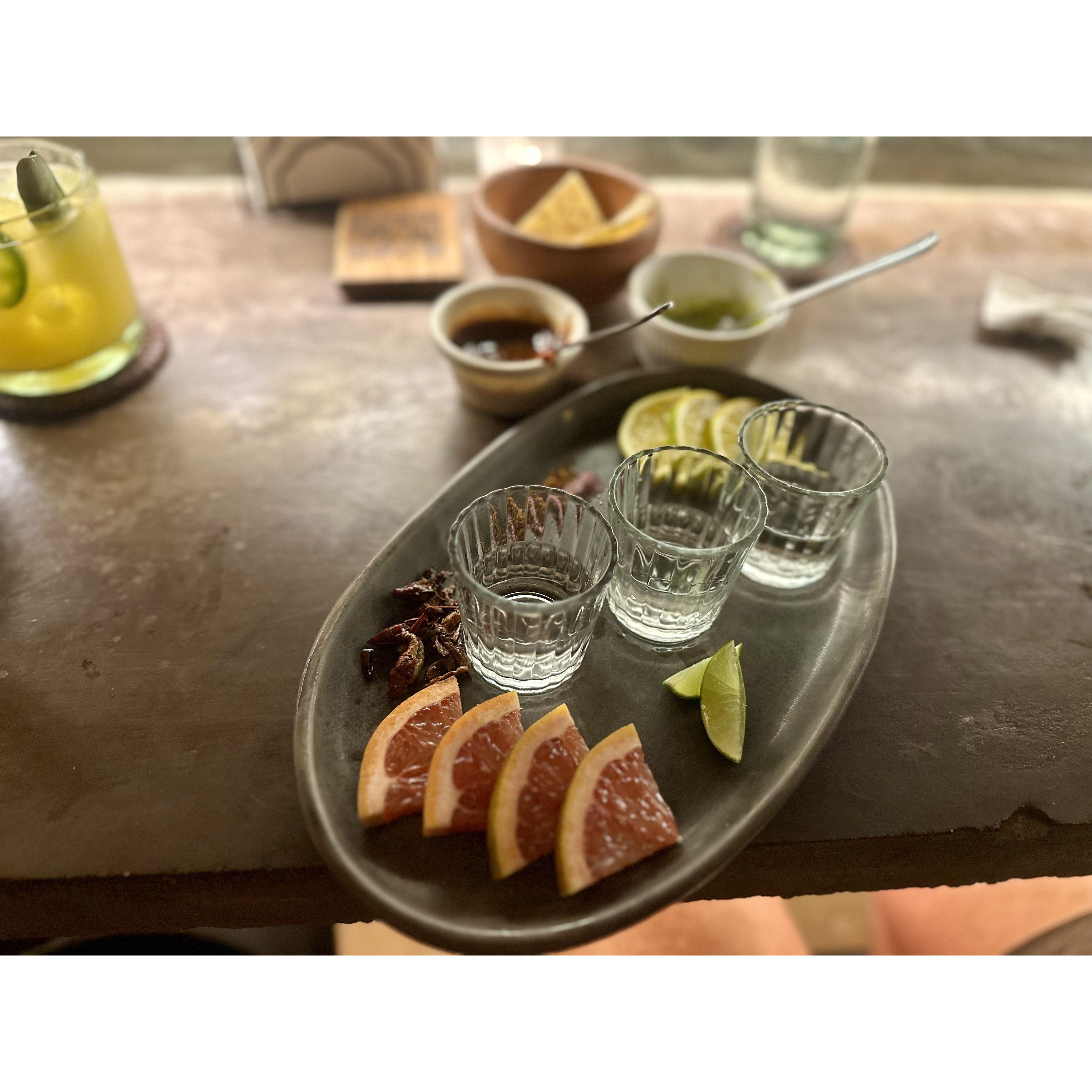 A mezcal tasting with dinner at Atarraya