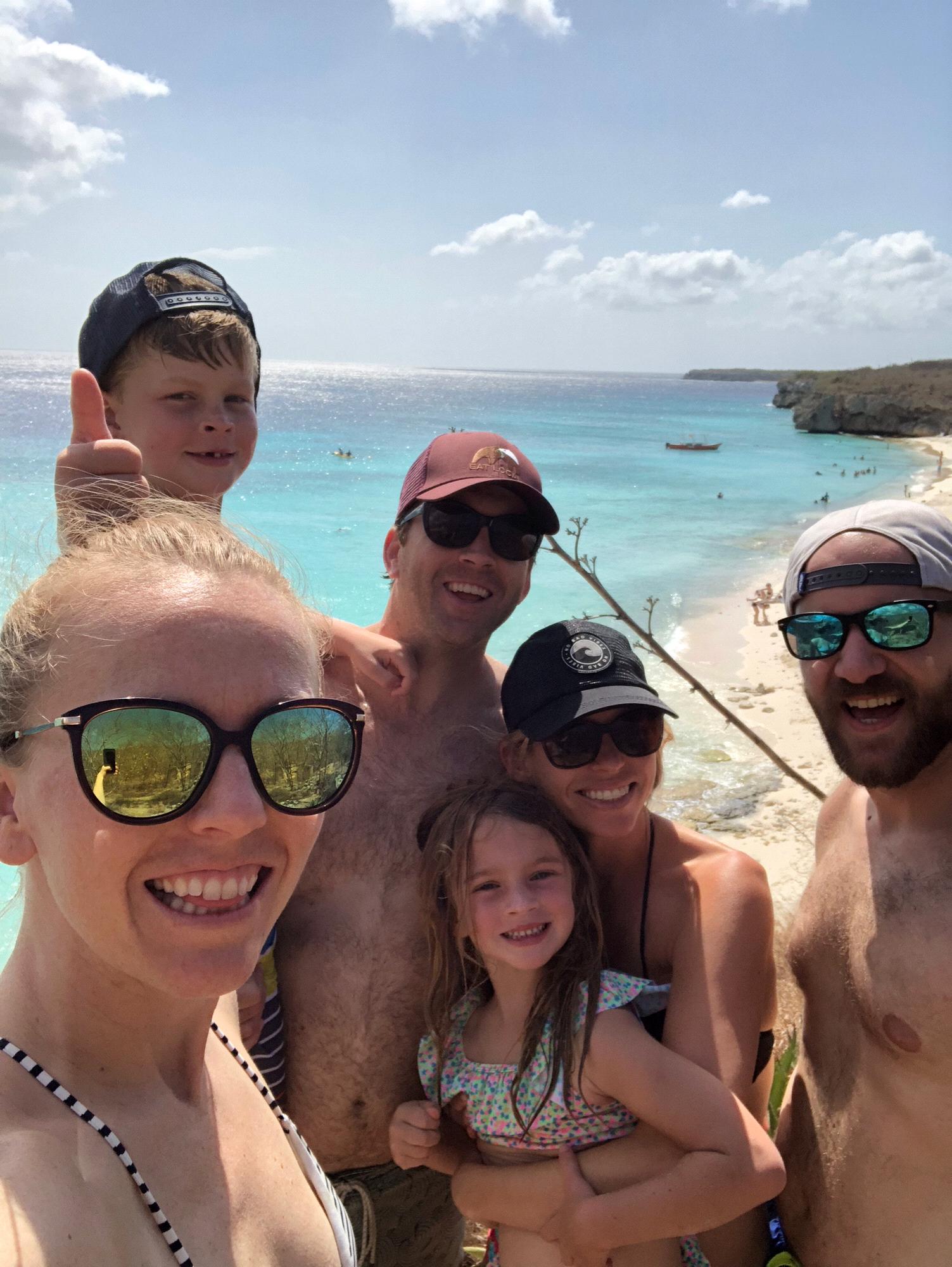 Russ, Christy, Hudson, and Hadley Simmerman hiking with us in Curacao