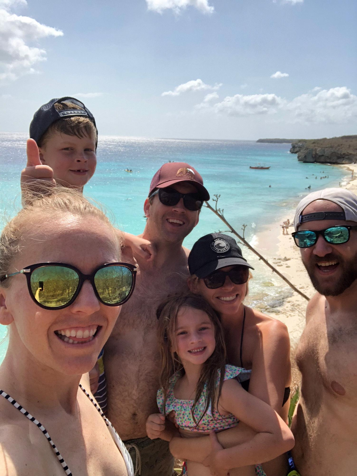 Russ, Christy, Hudson, and Hadley Simmerman hiking with us in Curacao