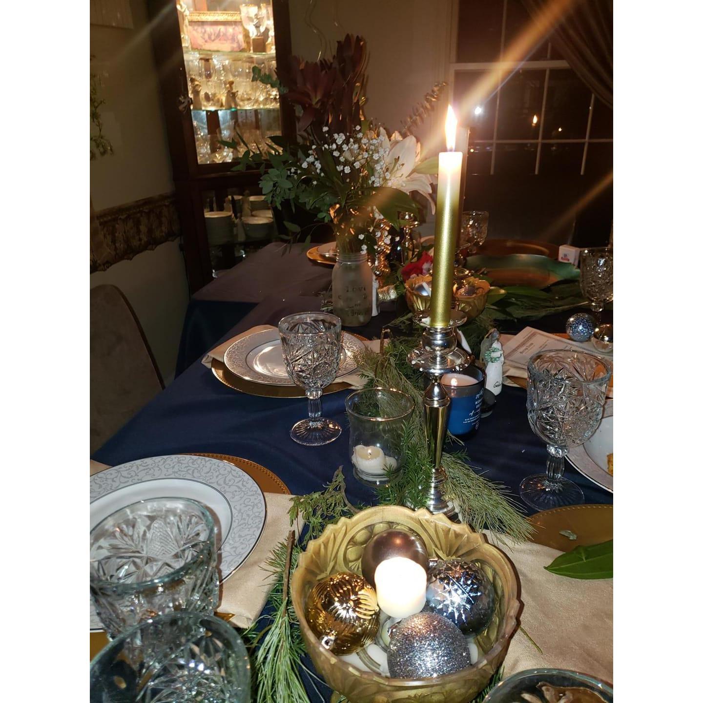 The Couple enjoyed an elegant but intimate candlelight dinner with family and friends after the ceremony.