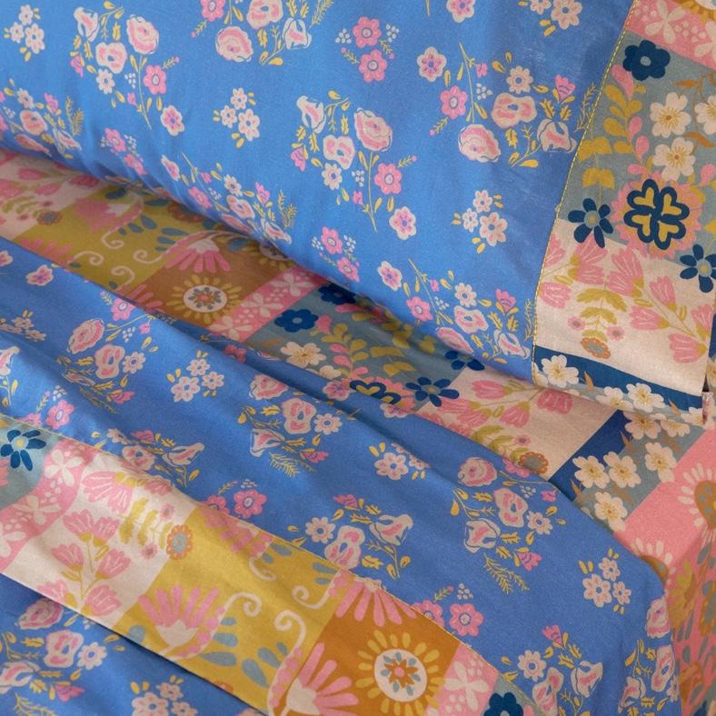 Sooo Soft Cotton Sheet Set - Blue Borders (King)