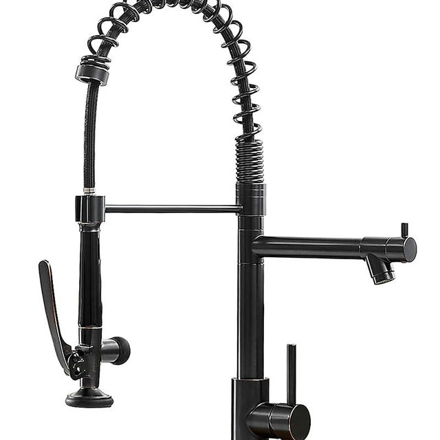 Fapully Commercial Pull Down Kitchen Sink Faucet with Sprayer Oil Rubber Bronze