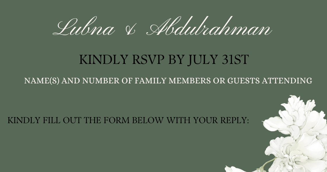 The Wedding Website of LUBNA ALRYATI and ABDULRAHMAN YUSUF