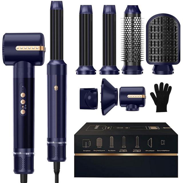 7 in ONE Hair Dryer Brush, Powerful Blow Dryer Brush with Auto- Wrap Curler, Detachable Fast Drying, Volumizing, Curling, Straightening, Ionic Hair Dryer with Diffuser, Hair Styling Tools Storage Case