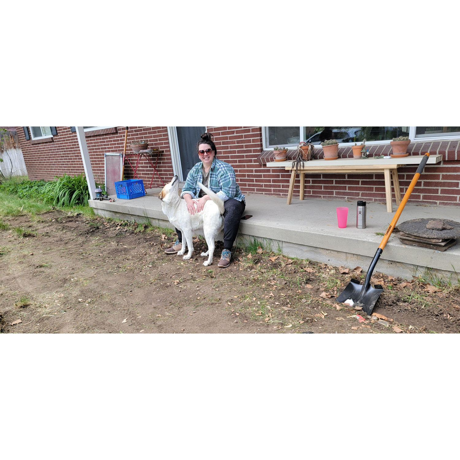 Landscaping supervisor and staff enjoying a moment of rest.
