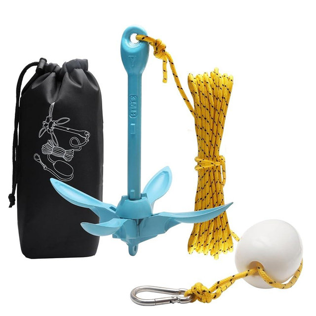 BocBoz Kayak Anchor Boat Anchor for Kayaks, Canoes, SUP Paddle Boards & Jet Skis, Folding Anchor with 40ft Anchor Tow Rope and Carrying Bag