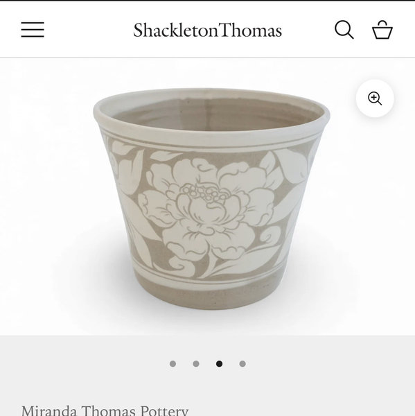 Cream Carved Pottery Cache Pots
